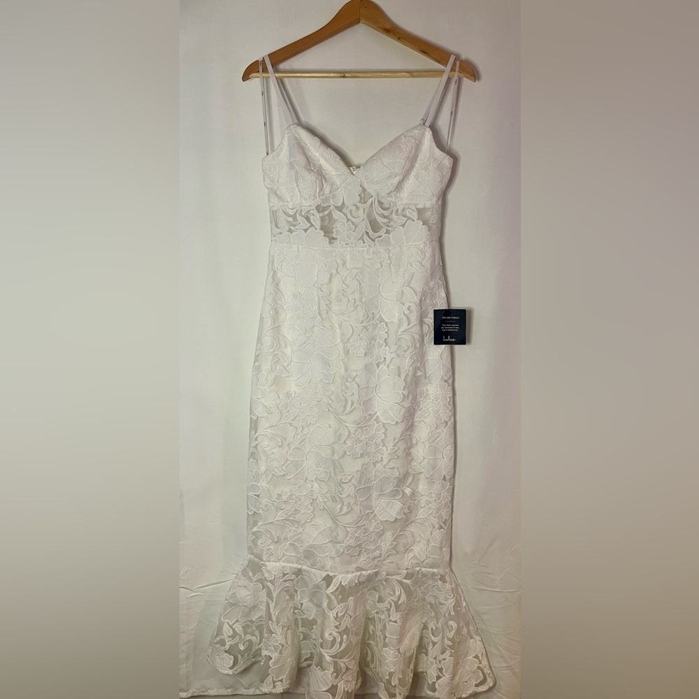 Sweet Blossom Ivory Lace Midi Dress (S)